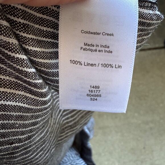 Coldwater Creek Pant 100% Linen Pull-On Stripe Blue and White Pants 1X - Picture 5 of 6